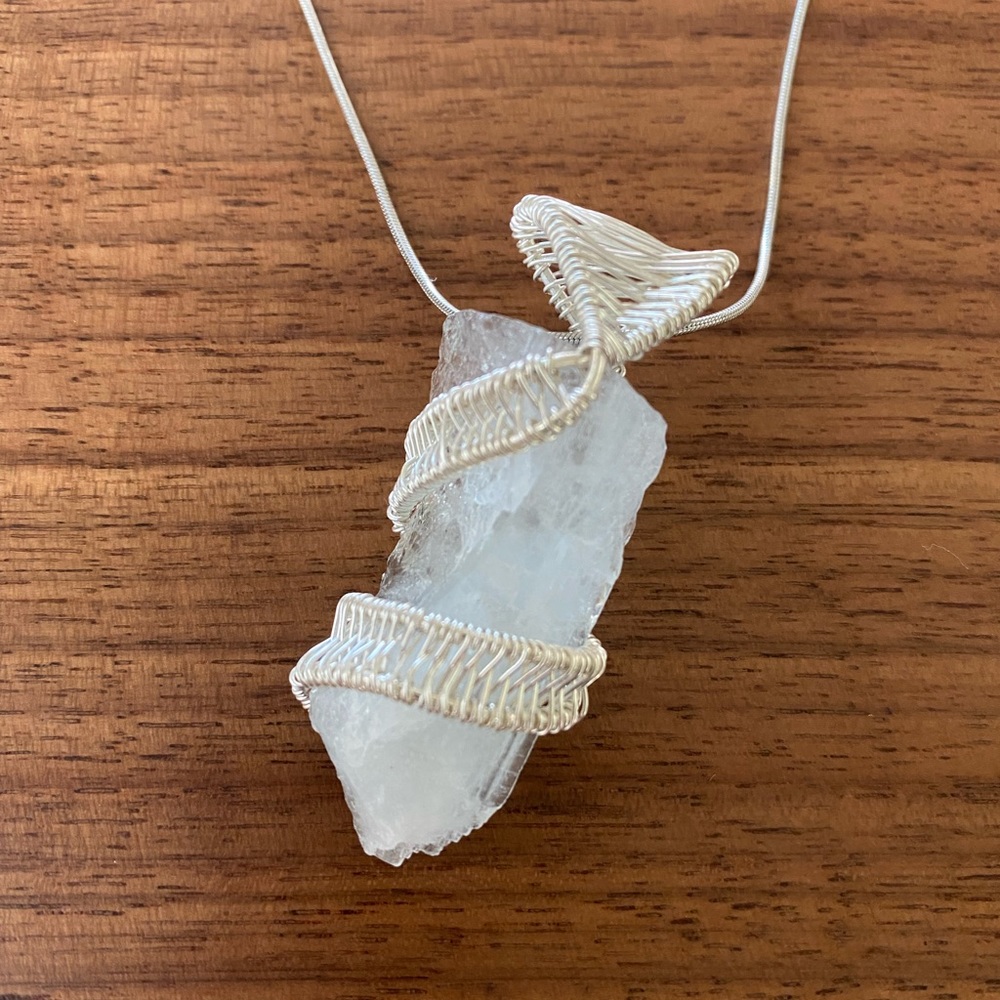 SOLD!! Aquamarine Crystal Wire Wrapped Necklace - Handmade